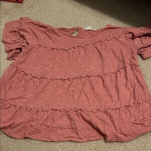 Love Riche Tiered Ruffle Short-Sleeve Blouse - Rose